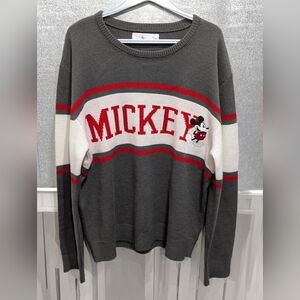 Disney Mickey Mouse Gray and Red Crewneck Sweater